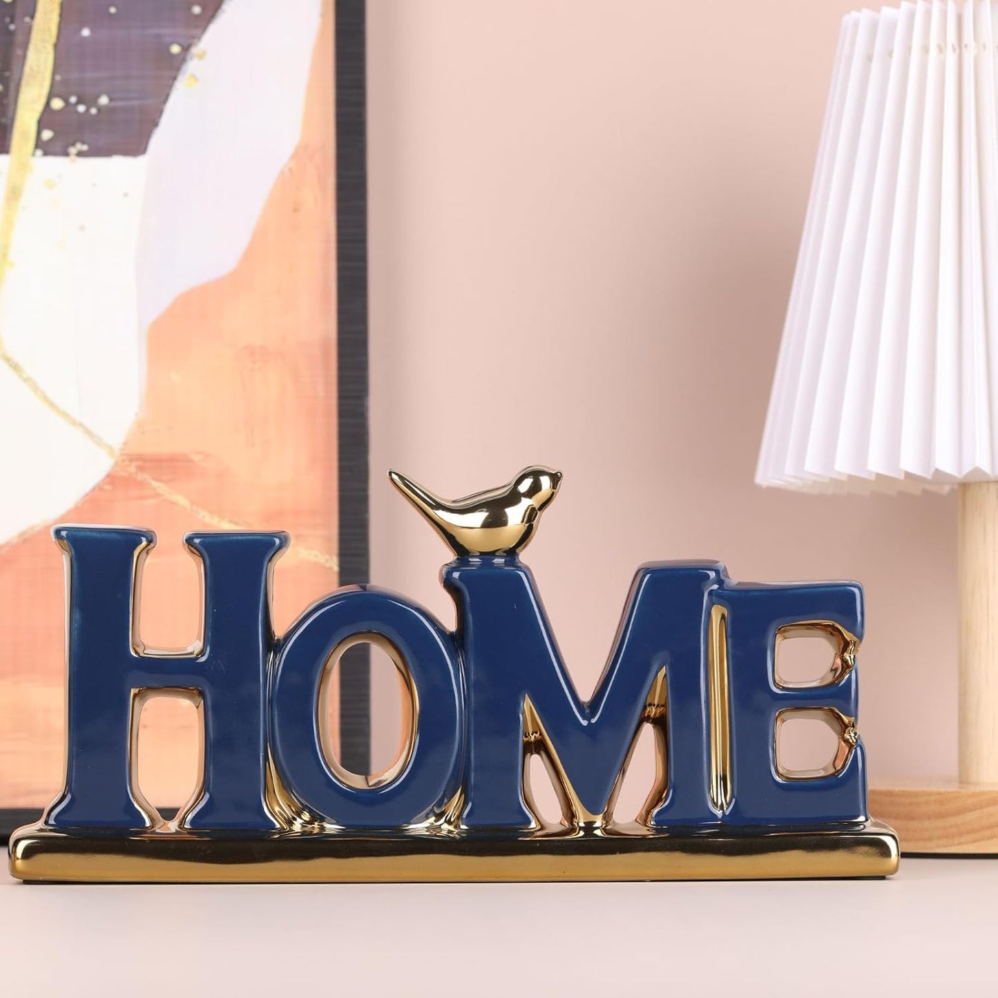 Love Sign Decoration,Blue and Gold Love Signs for Home Decor Statue,Gold Bird Sculpture Personalized Love Decor,Gold Style Figurine Decorative Ornaments for Living Room,Bedroom,Desktop,Cabinets