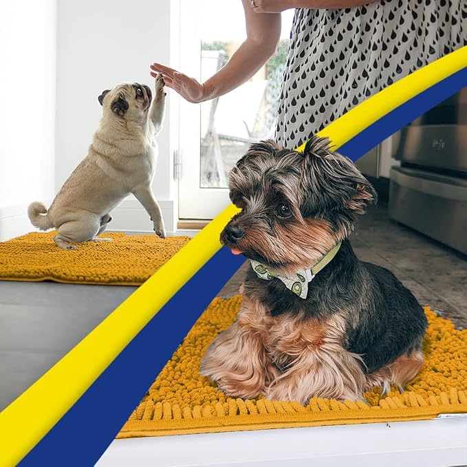 Muddy Mat® | Super Water Absorbent Door Mat Indoor, Microfiber Quick Dry Chenille Entryway Rug, Slip Resistant Front Door Mat, Indoor Mats for Entryway, Machine Washable Pet Rug, Gold 26" x 42"