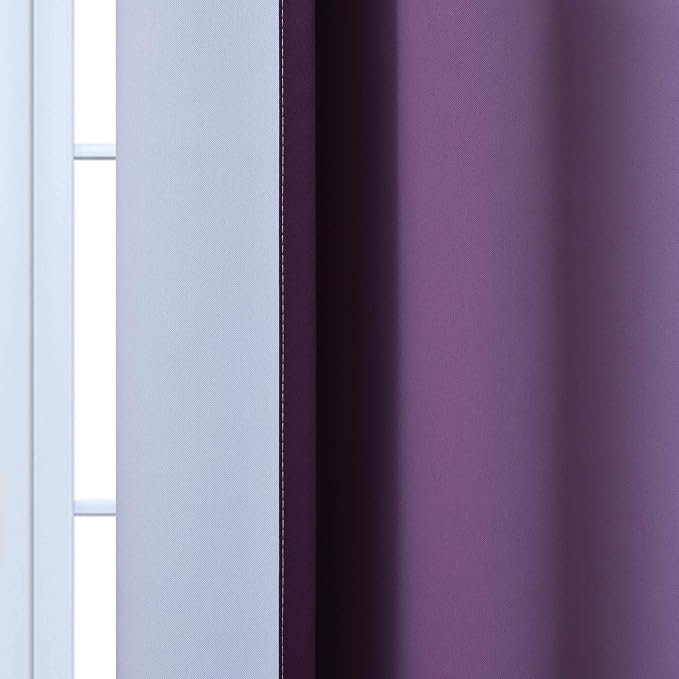 Yakamok Ombre Curtains Purple and Greyish White for Living Room,52Wx96L | Room Darkening Curtains 96,Thermal Insulated Gradient Color Drape,Light Blocking Grommet Window Curtains for Bedroom,2 Panels