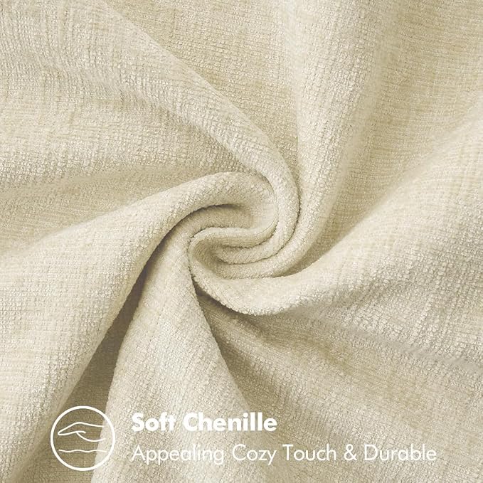 MIULEE Pack of 2 Pillow Covers 16x16 Inch Cream White Farmhouse Decorative Throw Pillow Covers with Stitched Edge Soft Chenille Solid Dyed Couch Pillow Covers for Sofa Bed Living Room