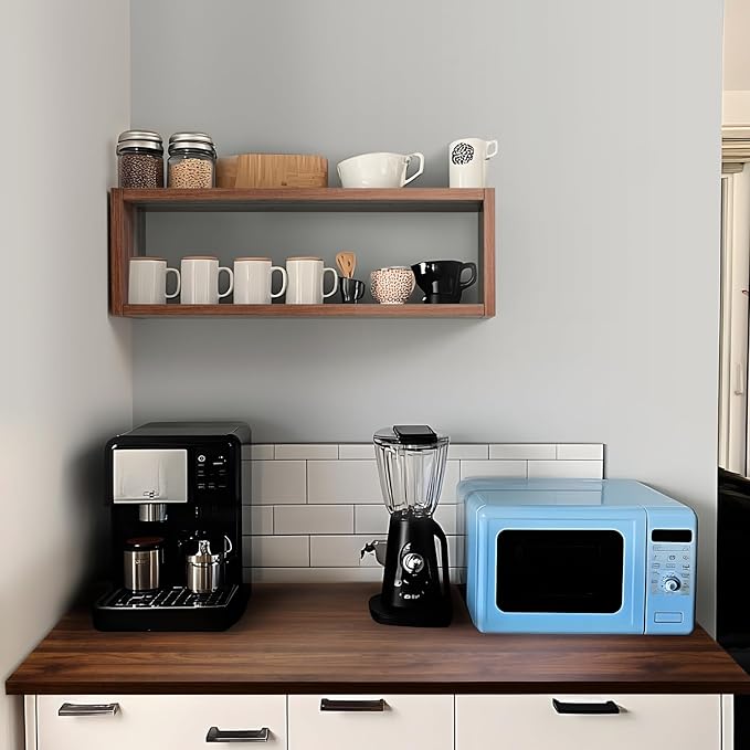 Kaboon 24in Floating Cube Shelves Set of 2, Display Shelves Wall Mount, Decorative Hanging Shelves for Kitchen Living Room Office,(Dark Walnut, Rectangle 2 Cubes)