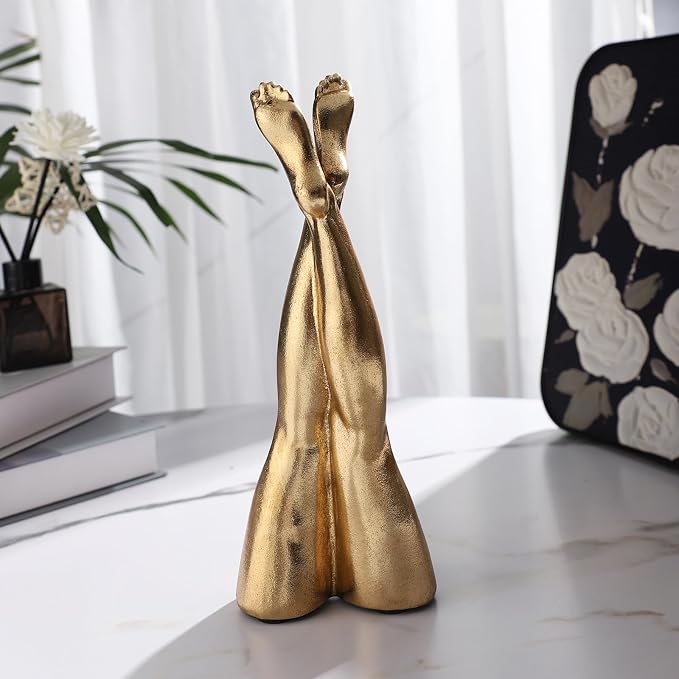Golden Legs Sculpture Resin Statues Home Decor (Straight Leg) | Gold Legs Shelf Decor Electroplated Resin Statues Office Desktop Home Decor Bedroom Sculpture Indoor/Outdoor Ornament
