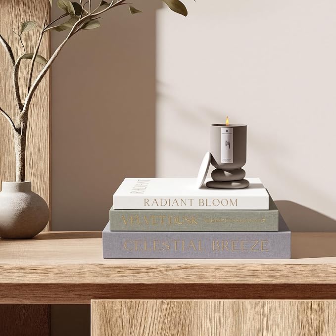 Decorative Books for Home Decor, Set of 3 Linen Faux Book Boxes with Hidden Storage for Coffee Table, Bookshelf, Mantel, Entryway Decor, Photo Storage and Keepsake Box