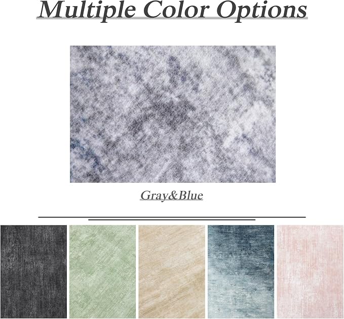 LIANLAM Washable Rug 8x10 Area Rugs for Living Room - Stain Resistant Non-Slip Backing Boho Rug for Bedroom,Durable & Ultra-Thin Vintage Large Area Rug(8x10,Gray/Blue)