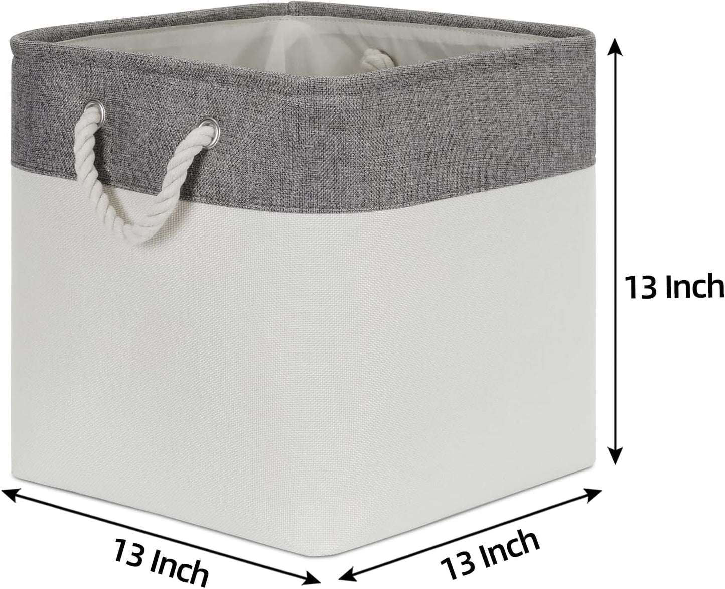 Bidtakay Fabric White Baskets for Shelves Set of 3 Cube Storage Large Organizer Bins 13x13 Closet Storage Bins for Home Office Nursery Collapsible Storage Bins for Organization