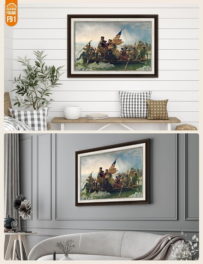 DECORARTS - Washington Crossing the Delaware by Emanuel Leutze. World Famous Painting Reproduction. Giclee Prints in Classic Golden Frame Ready to Hang