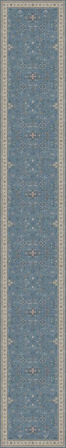 Hazo Haus Blue Boho 3x20 Extra Long Hallway Runner Rug - Non Slip Waterproof Kitchen Floor Mat - Modern Eclectic Floral Design Décor
