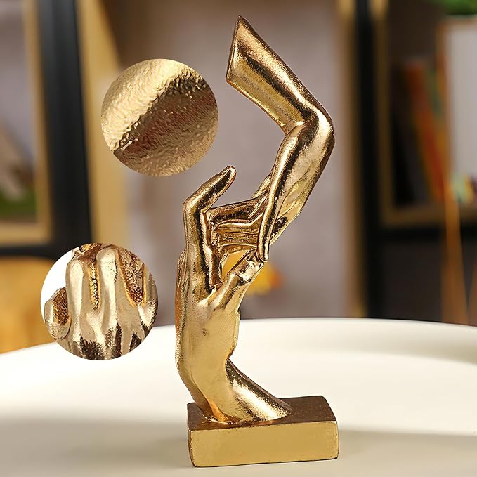 Golden Hands Sculpture Resin Statues Home Decor (Hold Hands) | Gold Hands Shelf Decor Electroplated Resin Statues Office Desktop Home Decor Bedroom Sculpture Indoor/Outdoor Ornament