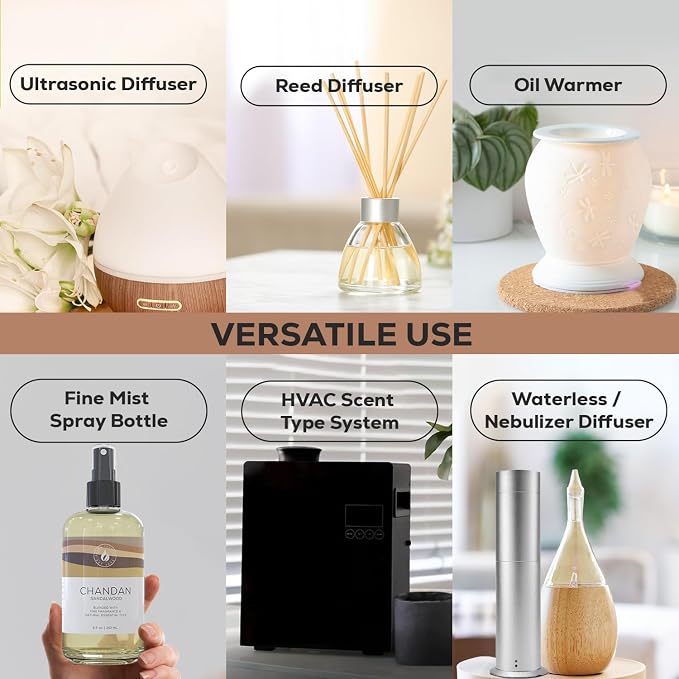 Aroma Country Chandan Luxury Diffuser Oil Refill (8.5 Fl Oz) | Hotel-Inspired • Long-Lasting Home Fragrance • for Aromatherapy, Reed Diffusers, Diffuser Machines & Room Sprays