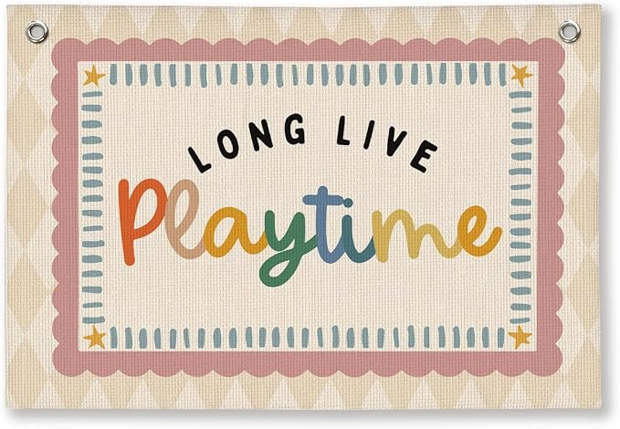 Play room Girl Boy Wall Decor, Toddler Playroom Decor Hanging Linen Banner,Play Room Wall Decor for Nursery Nursery, 20x30 Inch