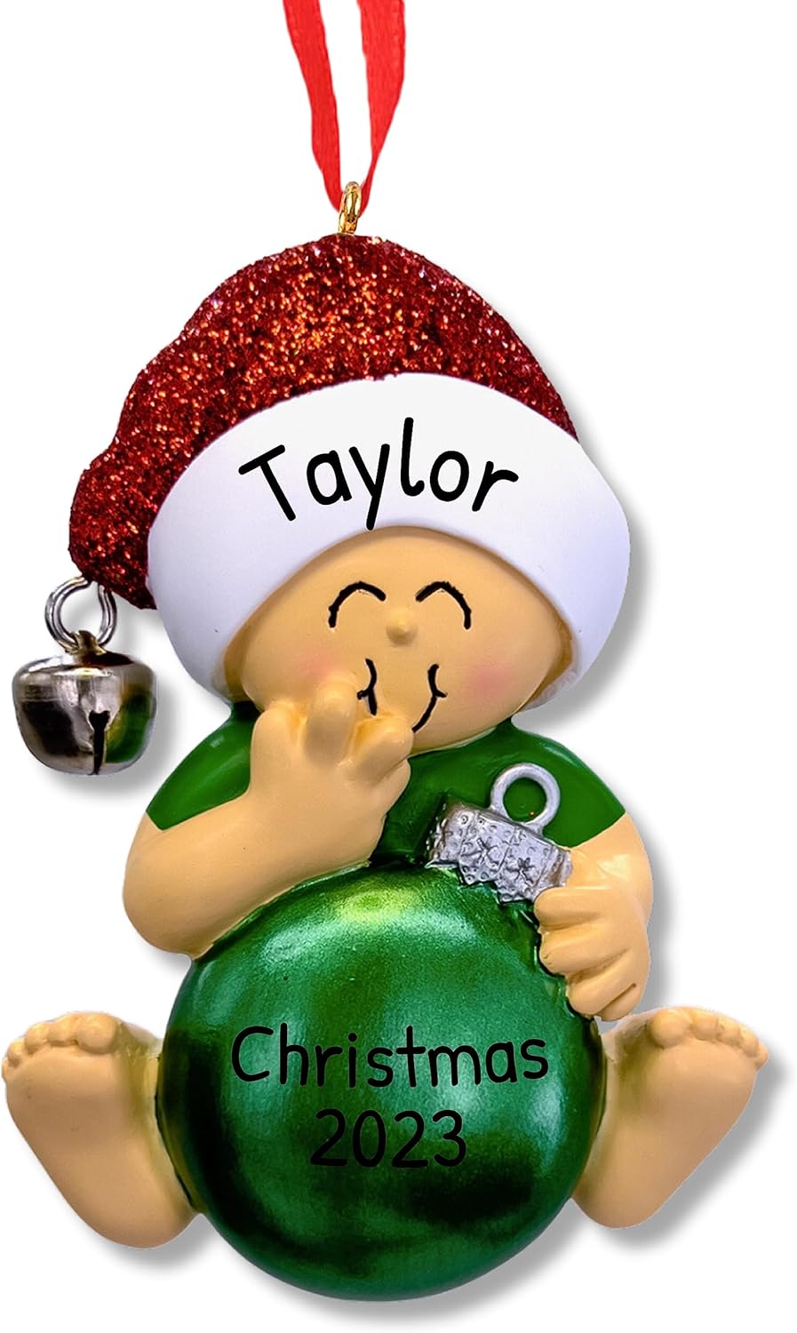 Ornaments by Elves - Personalized Baby Red Christmas Ball Ornaments 2024 - Customized Hanging Baby Girl Red Balls Christmas Decorations Use as Ornaments Christmas Tree in Giftable Packaging