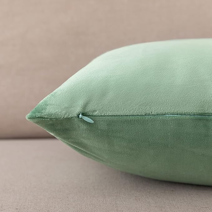 NiNi ALL Decorative Throw Pillow Covers Velvet 28x28 Inch Pack of 2 Sage Green Cushion Covers Soft for Couch Sofa Bedroom Living Room Outdoor