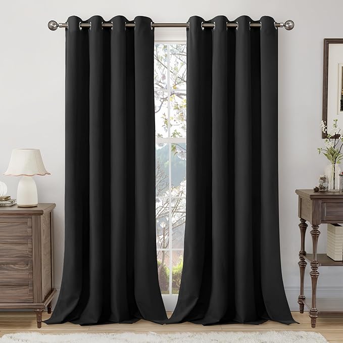 YoungsTex Extra Long Velvet Blackout Curtains 102 Inch Length for Living Room - Grommet Thermal Insulated Drapes with Grommet for Winter Bedroom, 2 Panels, 52 X 102 Inch