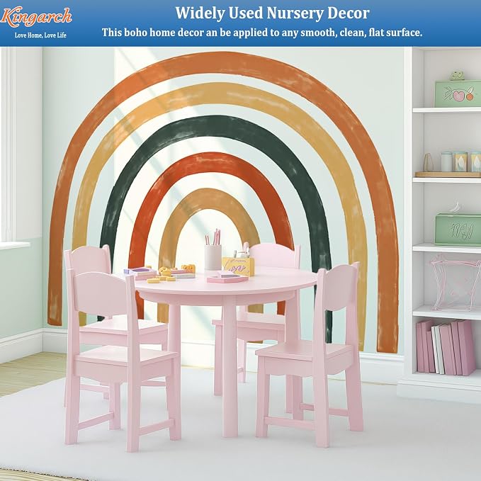 Large Boho Rainbow Wall Decals, Colorful Peel and Stick Fabric Nursery Wall Decor, Removable Home Room Wall Decor Murals Stickers for Kids Girls Toddler Bedroom Living Room Playroom