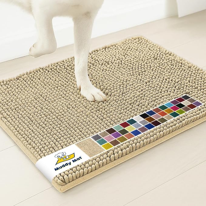 Muddy Mat® | Super Water Absorbent Door Mat Indoor, Microfiber Quick Dry Chenille Entryway Rug, Slip Resistant Front Door Mat, Indoor Mats for Entryway, Machine Washable Pet Rug, Sand 3ft x 4ft