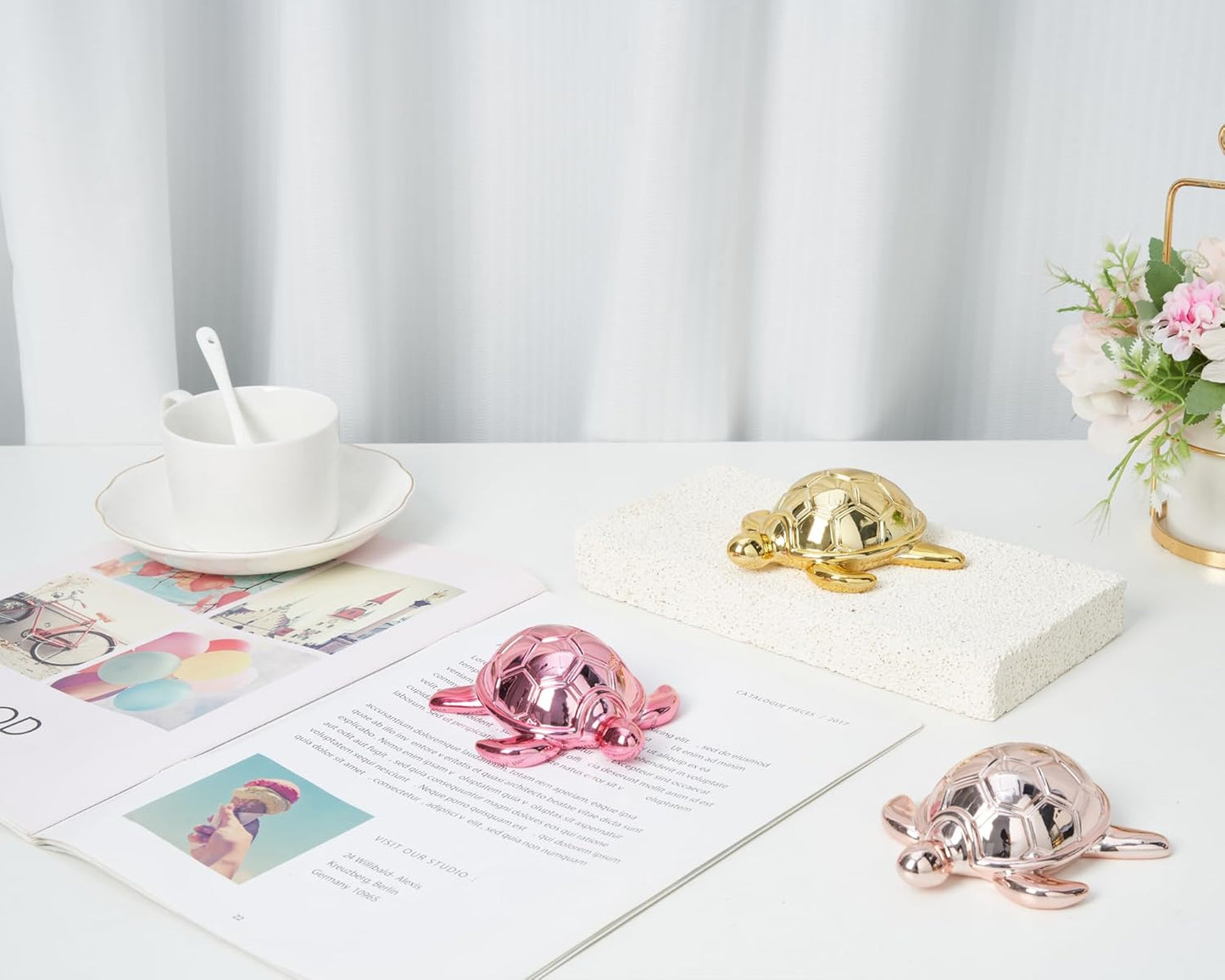 Small Sea Turtle Statue 4 inch Shiny Blue Accent Knick Knacks Paperweight for Bathroom Home Office Shelf Desk Table Decor, Cute Sea Turtle Gifts for Women