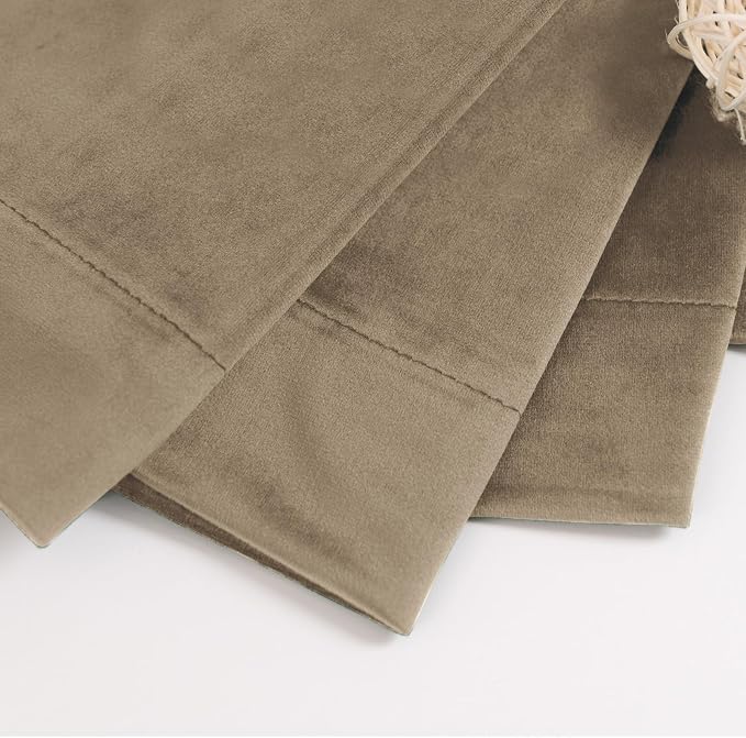 BGment Taupe Velvet Curtains 84 Inches - Blackout Curtains for Bedroom, Super Soft Thick Thermal Insulated Room Darkening Drapes with Back Tab and Rod Pocket for Living Room, 2 Panels, 52 x 84 Inch