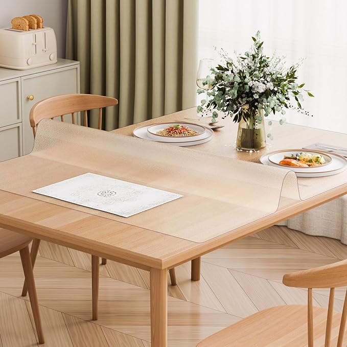 VEVOR Plastic Table Cover, 42 x 60 Inch 1.5 mm Thick Frosted Rectangle PVC Desk Mat Protector, Waterproof & Easy Cleaning Pad Tablecloth, for Office, Dresser, Dining Room, Night Stand