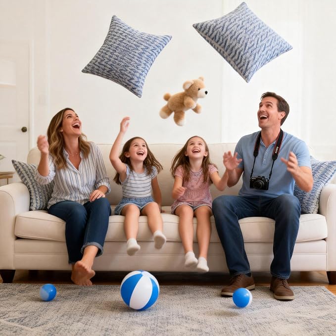 Throw Pillows with Inserts Included, 18x18 Couch Pillows,Throw Pillows for Couch,Blue,2 Pack.
