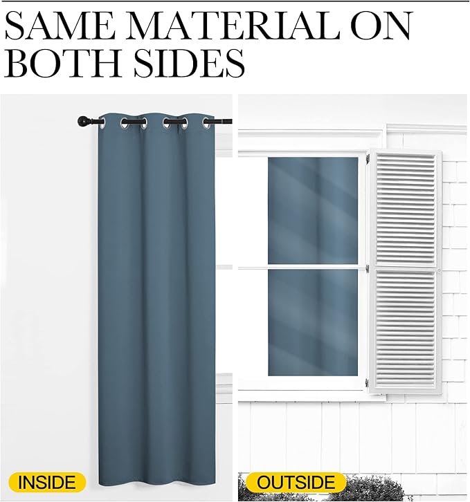 NICETOWN Smoky Blue Blackout Curtains 45 inches Length for Cafe, 2 Panels, 34" Wide, Thermal Insulated Decoration Drapes for Small Window