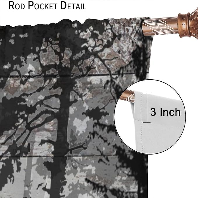 Rustic Deer Blackout Curtains for Kitchen Farmhouse Cabin Country Wild Animal Vintage Wooden Board Forest Printed Window Treatments for Farmhouse Bedroom Living Room 72x63in