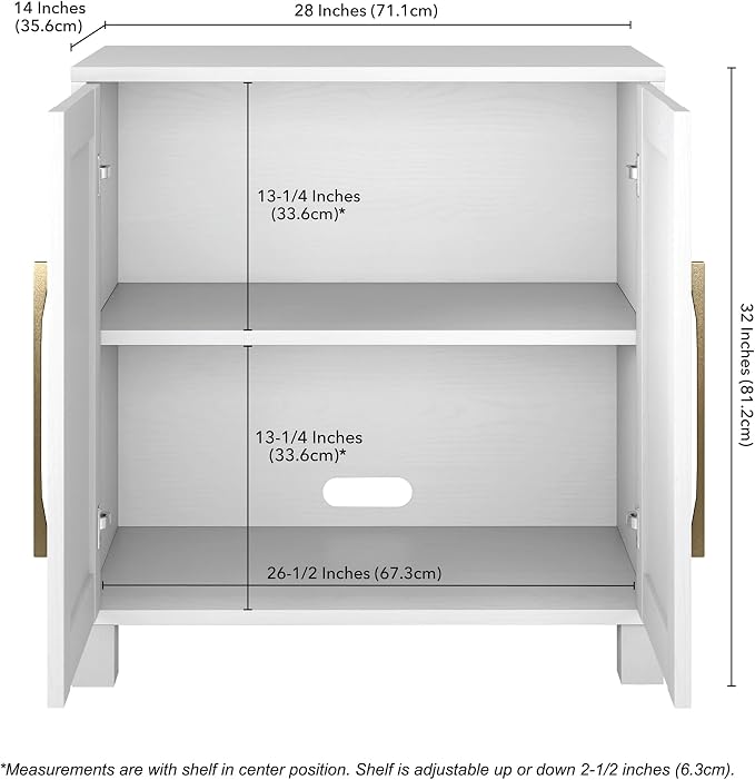 Henn&Hart 28" Wooden Accent Cabinet, Modern Sideboard Buffet Cabinet with 2 Doors and an Adjustable Shelf for Living Room, Dining Room, Bedroom or Entryway, Cloud White