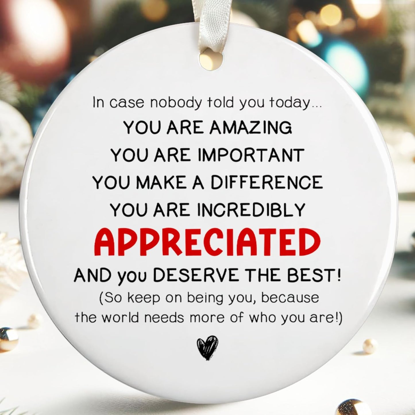 Inspirational Christmas Ornaments, Motivational Christmas Ornaments - Thank You Ornament for Tree - Inspirational Gifts for Women, Motivational Positive Gifts - Ceramic Ornament 2025