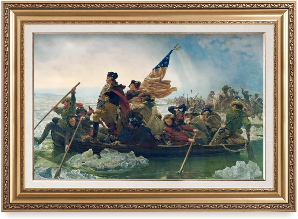DECORARTS - Washington Crossing the Delaware by Emanuel Leutze. World Famous Painting Reproduction. Giclee Prints in Classic Golden Frame Ready to Hang
