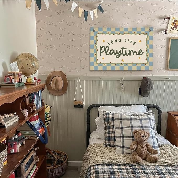 Playroom Wall Decor, Toddler Playroom Decor Hanging Linen Banner,Play Room Wall Decor for Nursery, 20x30 Inch
