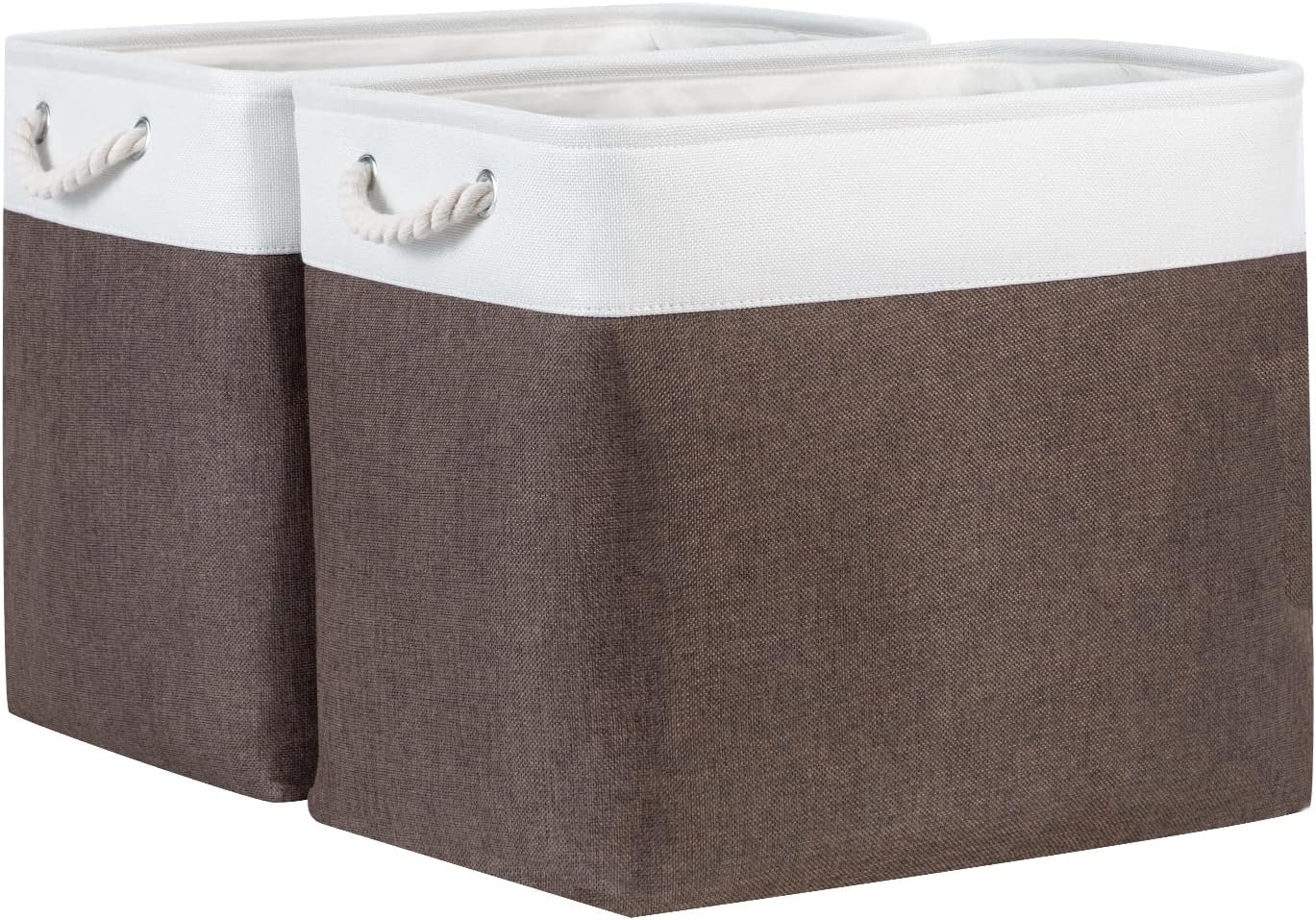 Bidtakay Baskets for Organizing Set of 2 Extra Large Fabric Storage Bins 17x12x15 in Collapsible Laundry Baskets Blanket Basket with Soft Handles Rustic Decorative Stair Basket Dog Toy Bins