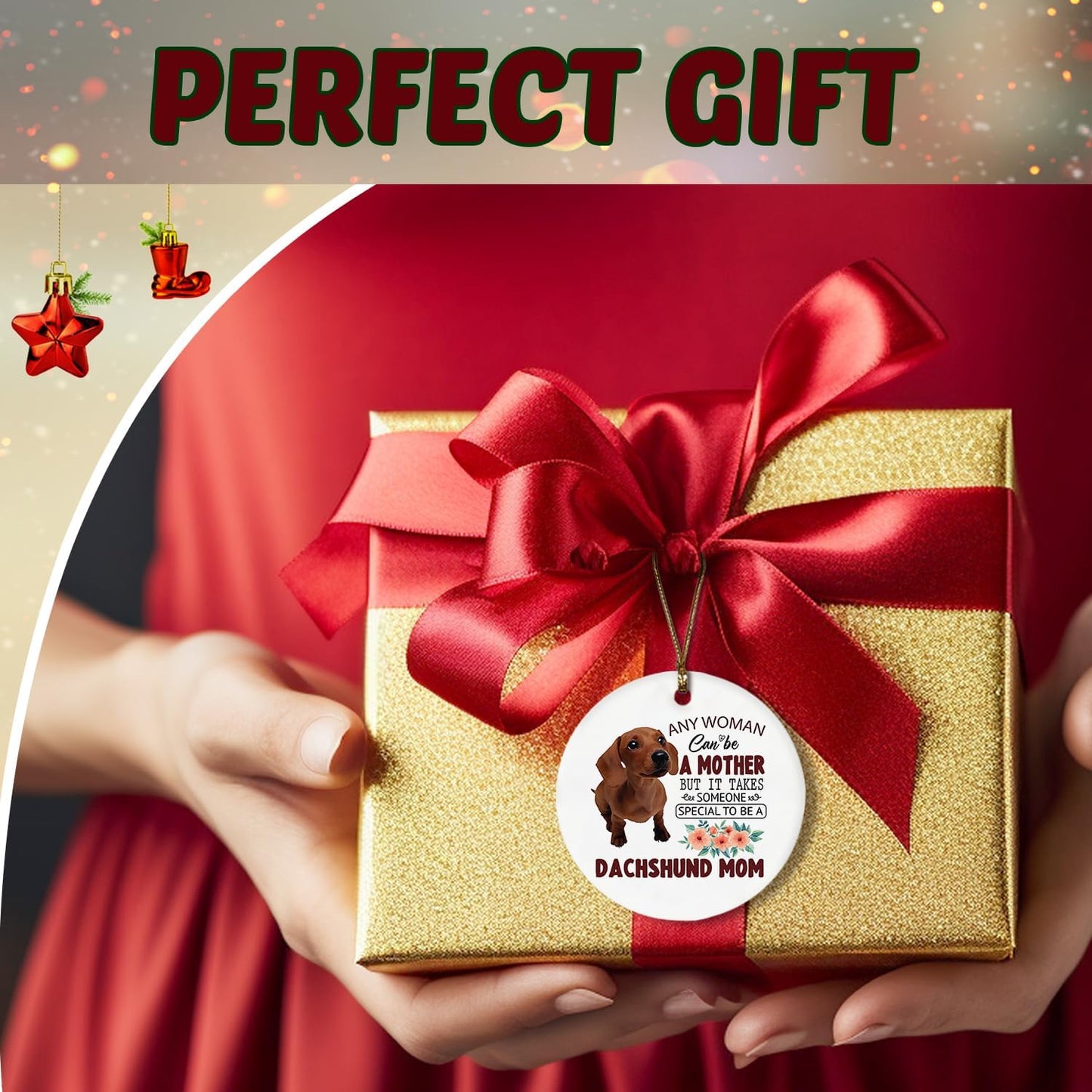 Dachshund Ornaments, Dachshund Ornaments for Christmas Tree, Dachshund Gifts, Dachshund Gifts for Women, Weiner Dog Gifts, Dachshund Mom Ceramic Ornaments, Dachshund Decorative Hanging Ornament