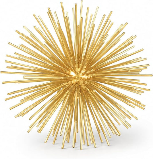 Torre & Tagus Gold Starburst Sphere Decor & Metal Spike Ball, 4 Inch | Adds sculptural gold texture to shelves, coffee tables, mantels, bowls, and consoles