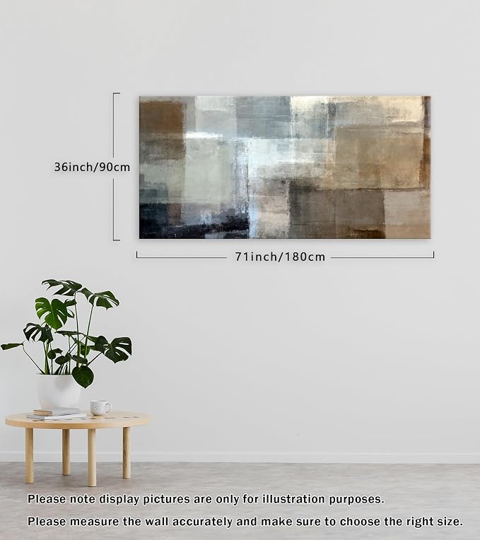 Baisuart A61298 Canvas Prints Abstract Wall Art Print Paintings Grey and Brown Stretched Canvas Wooden Framed for Living Room Bedroom and Office Home Decor Artwork