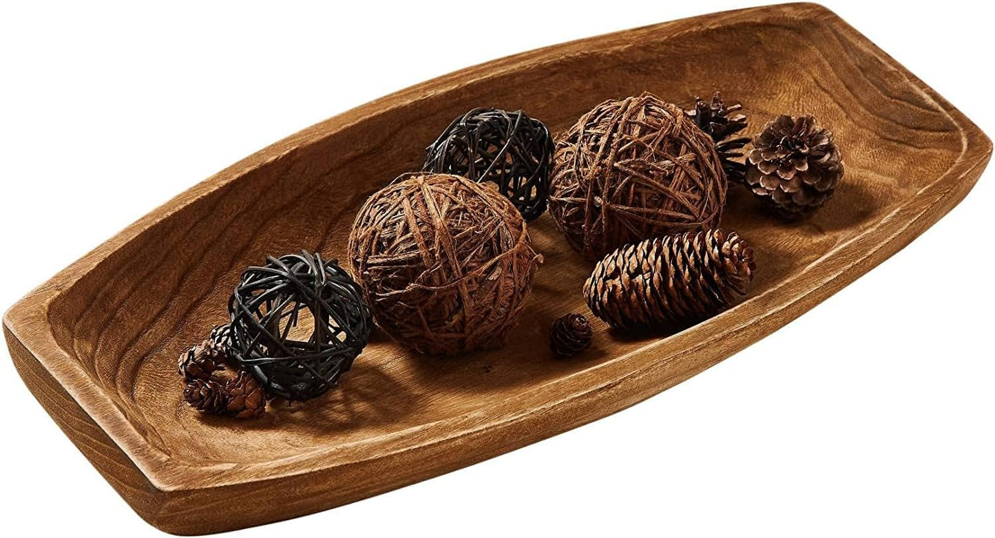 Uziass Wood Dough Bowl, 17.25"x 8.8" Hand Carved Wooden Dough Bowls for Decor Rustic Wood Dough Bowls Decorative Wooden Dough Fruits Bowl for Table Centerpiece Dining Living Room Home Kitchen Decor