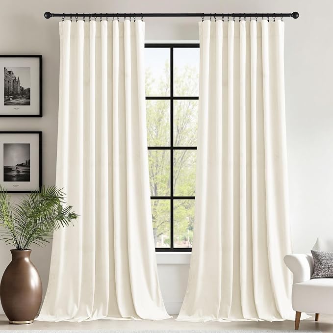 StangH Wide Velvet Curtains Ivory White Window Decor, 62x84, 2 Panels | 300GSM Soft Velvet, Privacy & UV Protection Door Panels, Nursery Kids, Dining Room, Laundry Room, Wedding Party