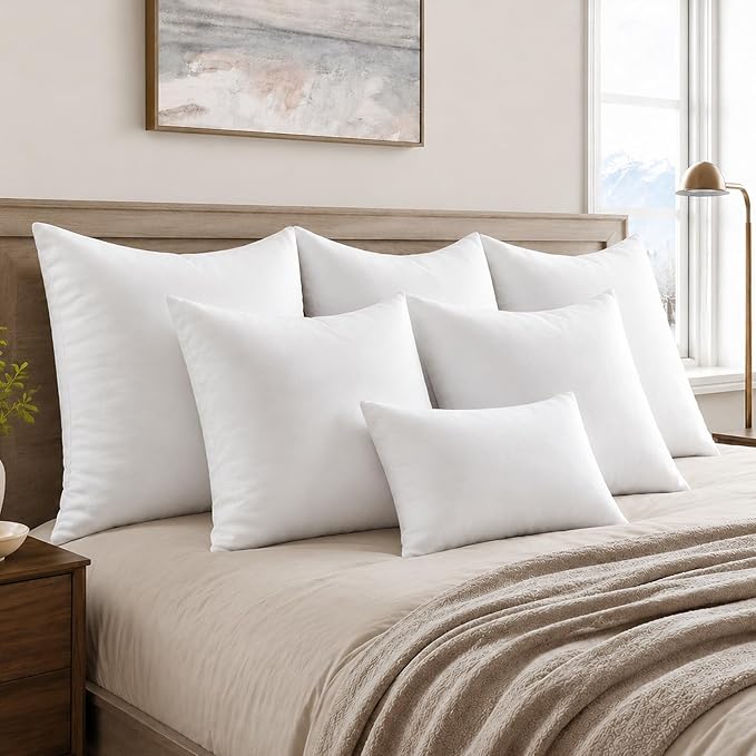 MIULEE Throw Pillows Inserts, Pack of 2 24x24 Inch 100% Virgin Fiber Filling Bed Couch Pillows
