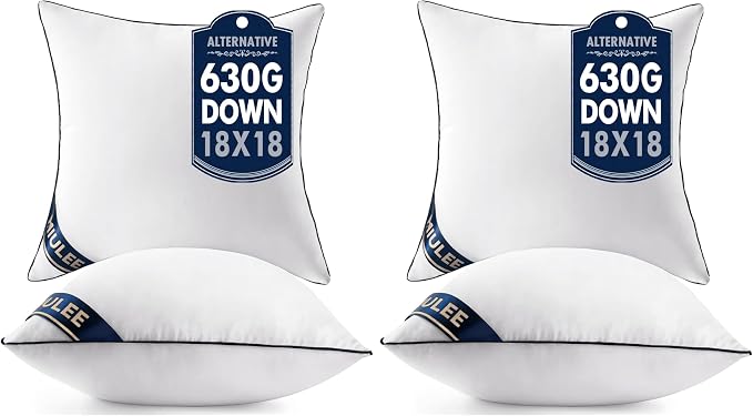 MIULEE 18x18 Pillow Inserts Set of 2 Throw Pillows 18 Inch Premium Down Alternative Pillow Inserts Decorative Pillow Stuffer for Sofa, Couch (18x18 inch, Set of 2) (Pack of 2)