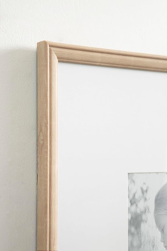 Kate and Laurel Adlynn Rectangle Picture Frame Set of 3; 16 x 20 matted to 8 x 10; Natural; Transitional Three-Piece Frame Set for Gallery Wall Frame Set in Living Room Wall Decor
