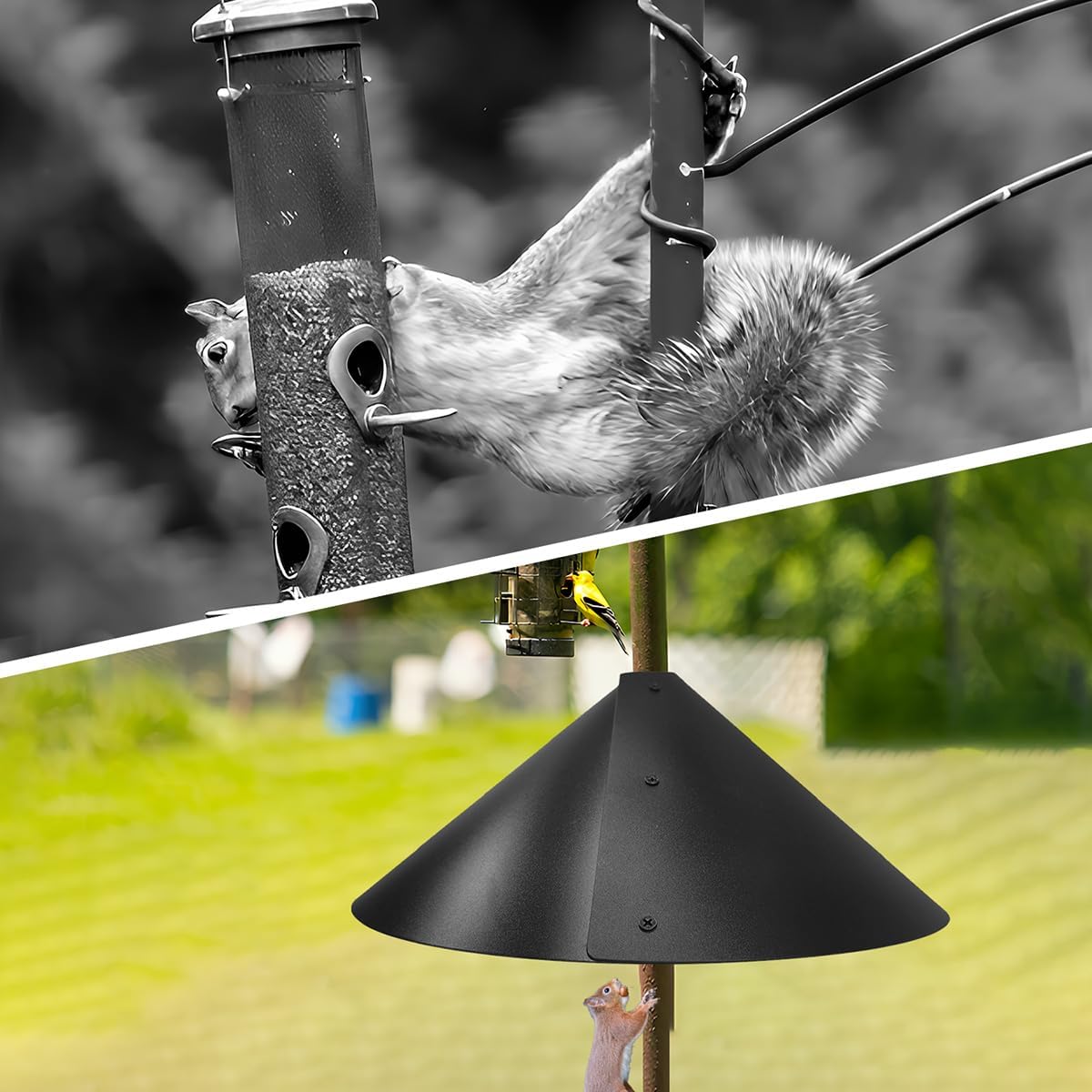 2 Pack Squirrel Baffle for Bird Feeder Pole，Keeps Squirrels Away from Bird Feeder Rods, (19 inch)