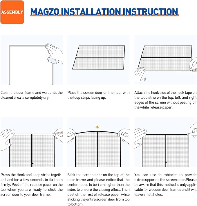 MAGZO Customized Magnetic Screen Door, Sturdy Custom Magnets Double Mesh Door Screen Curtain with Full Frame Hook & Loop for Entrance