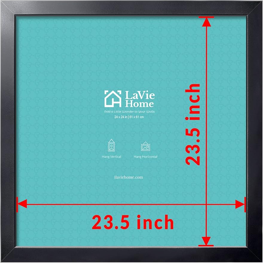 LaVie Home 24x24 Picture Frame, Square Poster Frame with High Definition Plexiglass, Horizontal or Vertical Wall Gallery 24 x 24 Frames Suitable for Photos, Artworks, Posters,Puzzle, Black 1pc