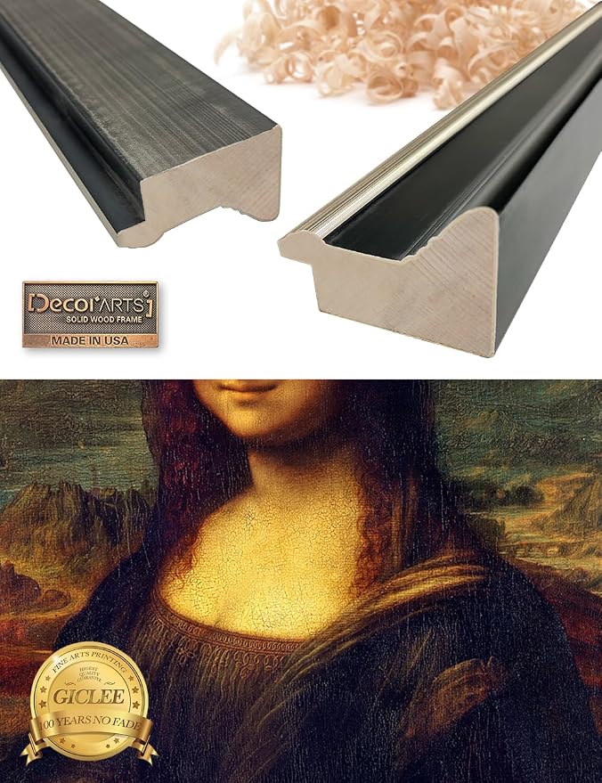 DECORARTS - Reproduction of Leonardo DaVinci's Mona Lisa. Giclee Print on Canvas. Framed Wall Art, Ready to Hang, for Home and Office Decoration. Total Size w/Frame: 15.25x21.25