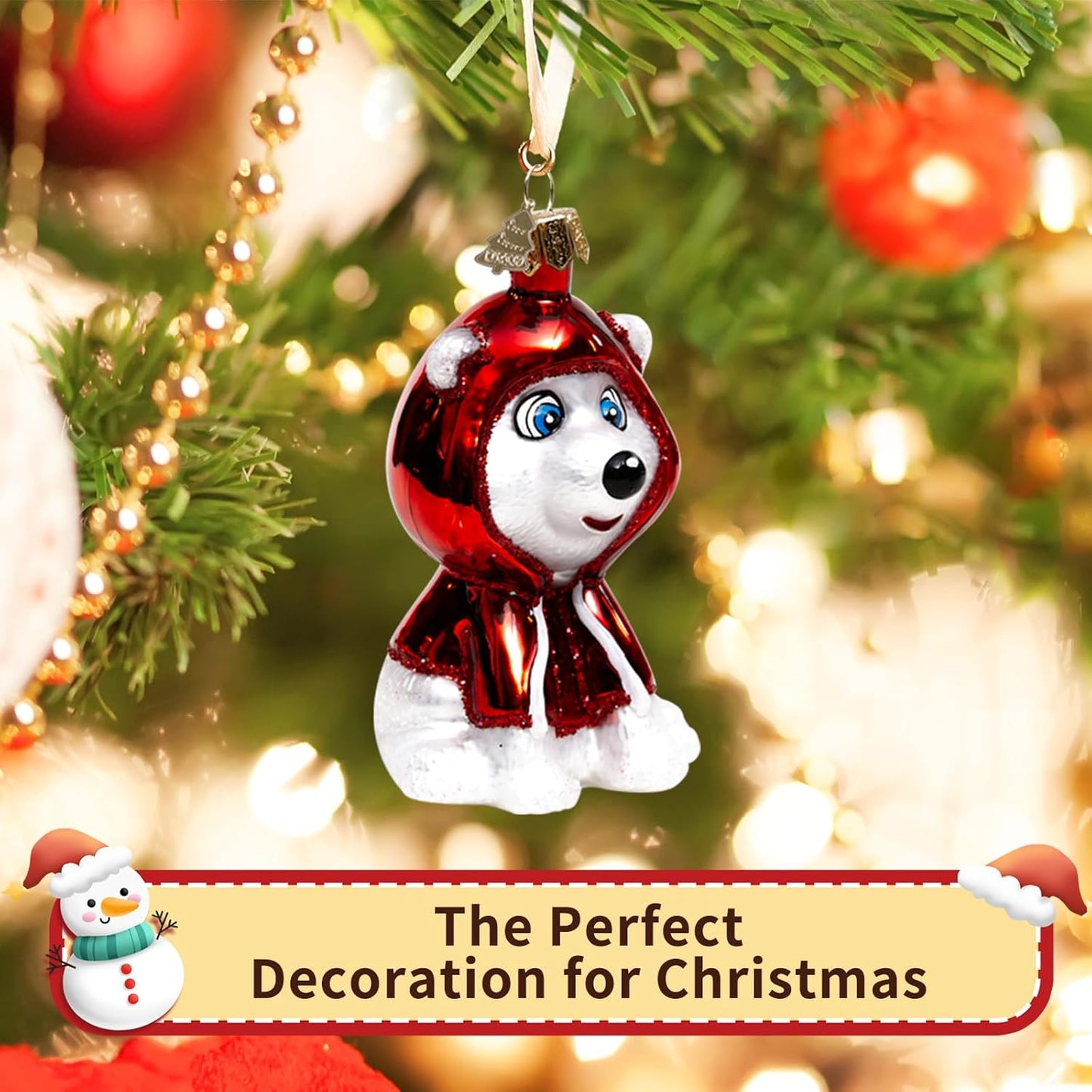 Christmas Ornaments,Glass Blown Ornaments for Tree,Personalized Polar Bear Collection Hanging Ornaments,Christmas Decorations for Xmas Tree Holiday Party Gifts(Polar Bear)