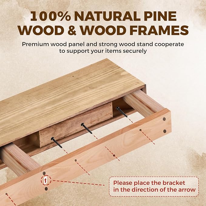 36x3x7 inch Floating Shelves Wall Mounted - Set of 2 Wood Rustic Solid Wood Wall Shelf - Heavy Duty Decorative Fireplace Mantel for Living Room, Bedroom, Bathroom, Kitchen