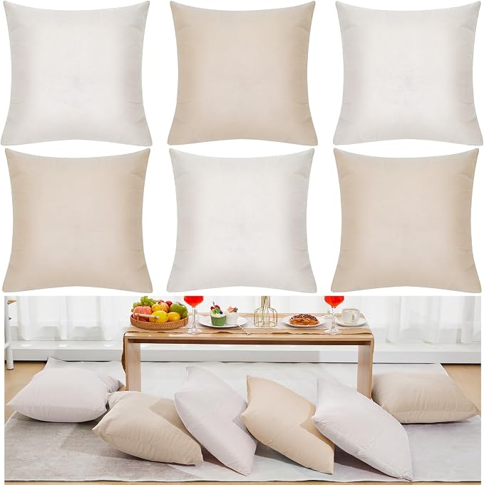Berlune 6 Pcs Morandi Picnic Velvet Throw Pillow Covers 18" x 18" Decorative Cushion Cases Soft Pillowcase Coquette Party Accessories Picnic Couch Sofa Bed Chair Home Decor, No Inserts