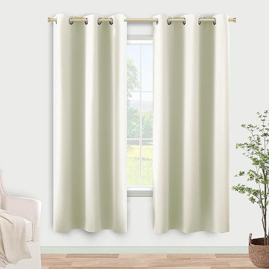 KOUFALL 72 Inch Length Curtain Panels,50% Blackout Room Darkening Boho Modern Farmhouse Curtains for Living Room Bedroom 72 Inches Long,Cream Beige