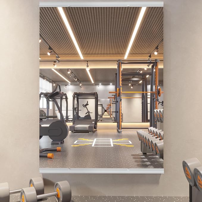 pertetey Home Gym Mirror, 95X40 Inch(1Pack) Large Frameless Tempered Glass Full Body Wall Mounted Mirror for Gym, Yoga, Exercise, Dance Studio