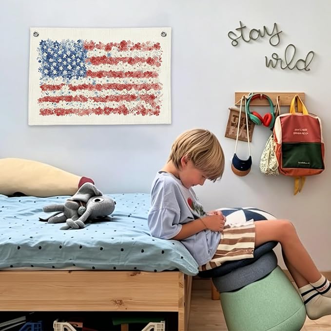 RTXLEZM Kids Room Decor,Classroom Wall Art Decor Banner | Patriotic Decor for Home Porch Farmhouse Home Kids Boy Girl Room Bedroom Playroom Classroom 20x30 Inch