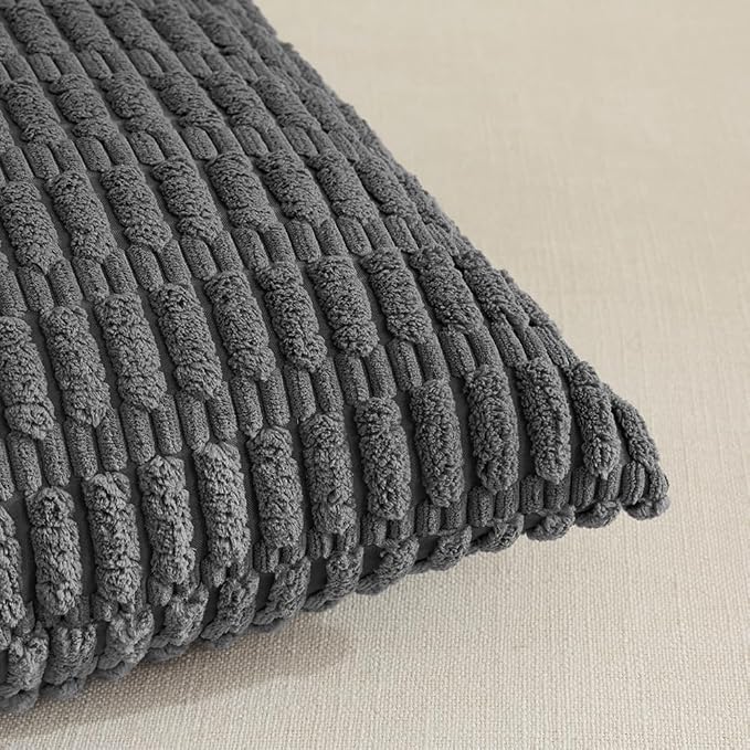 Fancy Homi 4 Packs Decorative Throw Pillow Covers for Living Room Couch Bed, Modern Farmhouse Boho Home Décor Accent Cushion Case, 16" x 16", Dark Gray