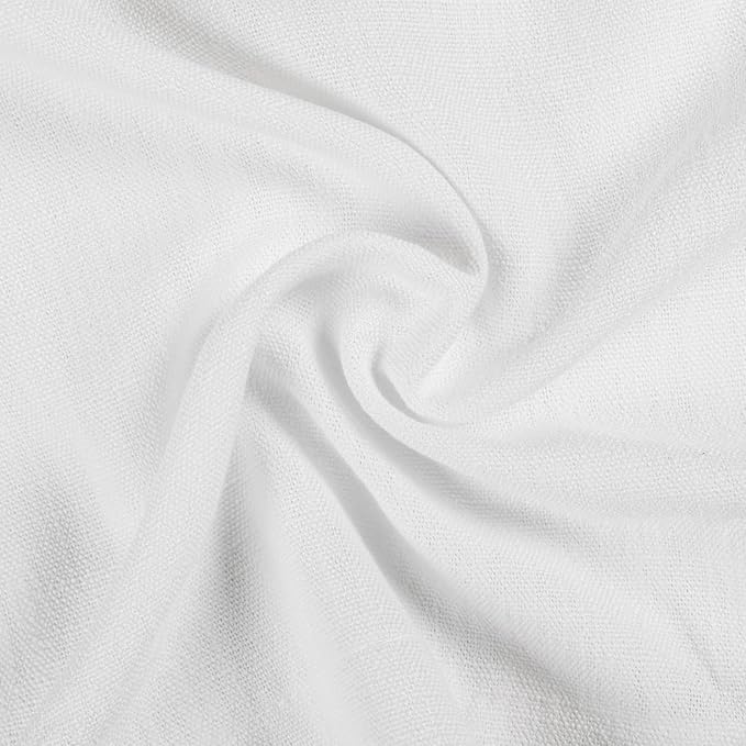 TWOPAGES 42" W x 36" L Linen Blend Cafe Curtains for Kitchen Window, Light Filtering Pinch Pleated Tier Curtains, Modern Farmhouse Half Window Curtains for Bathroom, Snow White, 2 Panels